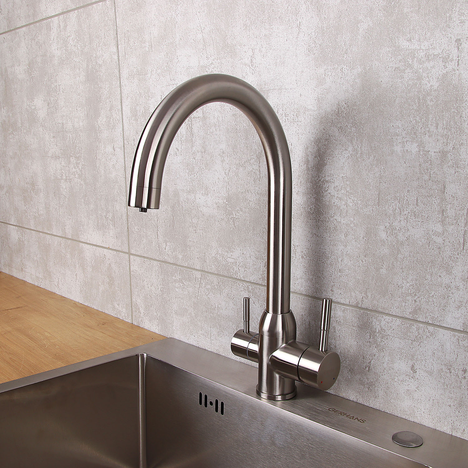 Смеситель для кухни DEVIDA высокий излив, матовый (+ питьевая вода) DVS1508-20T *1/10