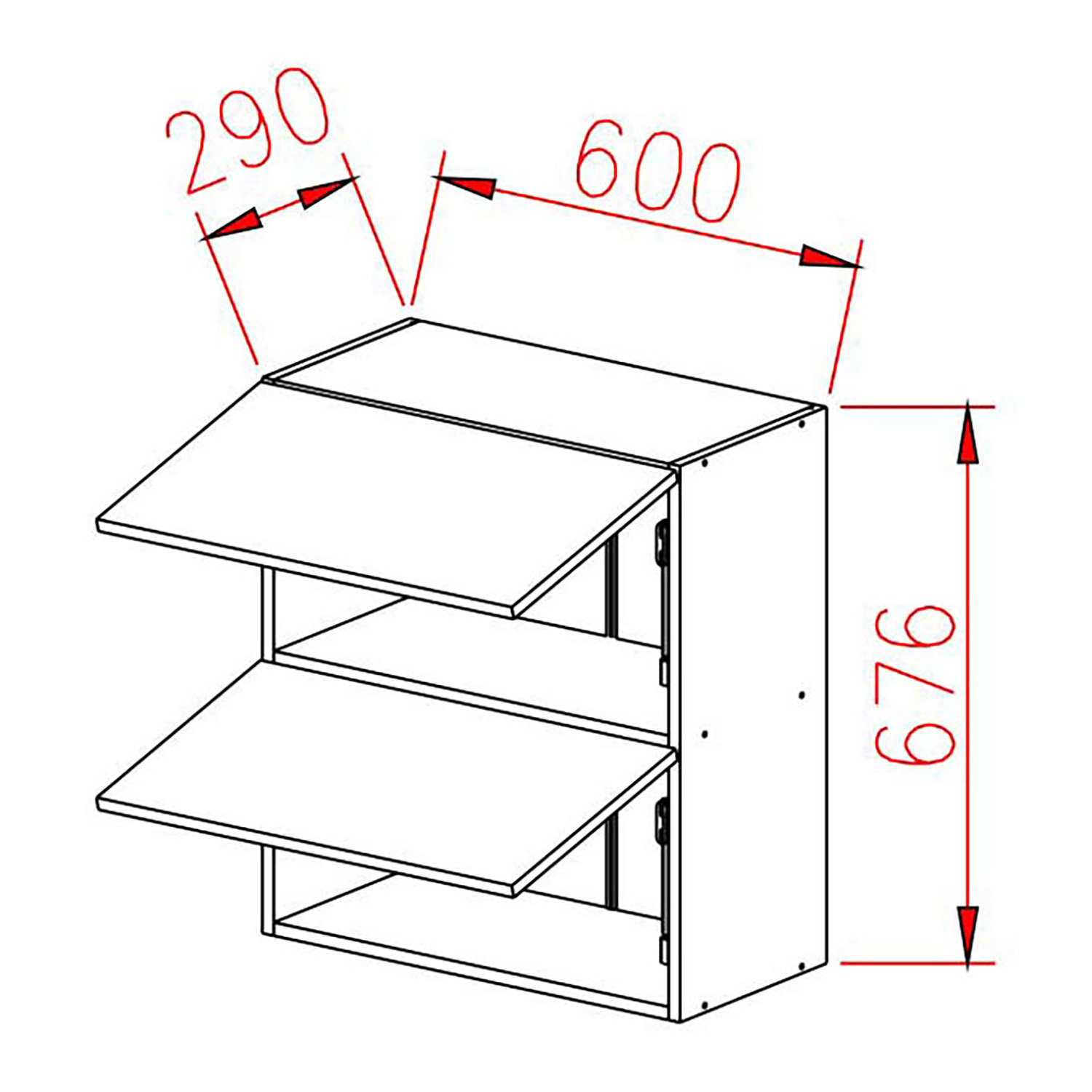 Шкаф навесной 600х676х290 мм BROZEX-WOOD GreyWind Горизонт, с двумя дверцами