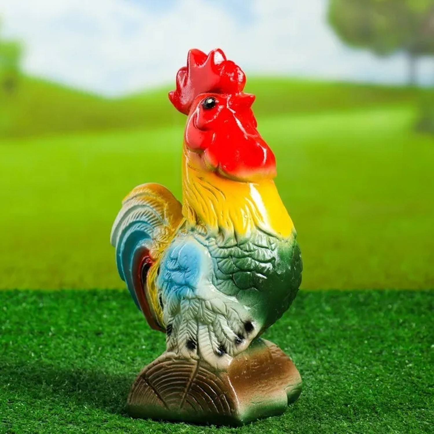 Садовая фигура "Петух на бревне" 29см   3469469