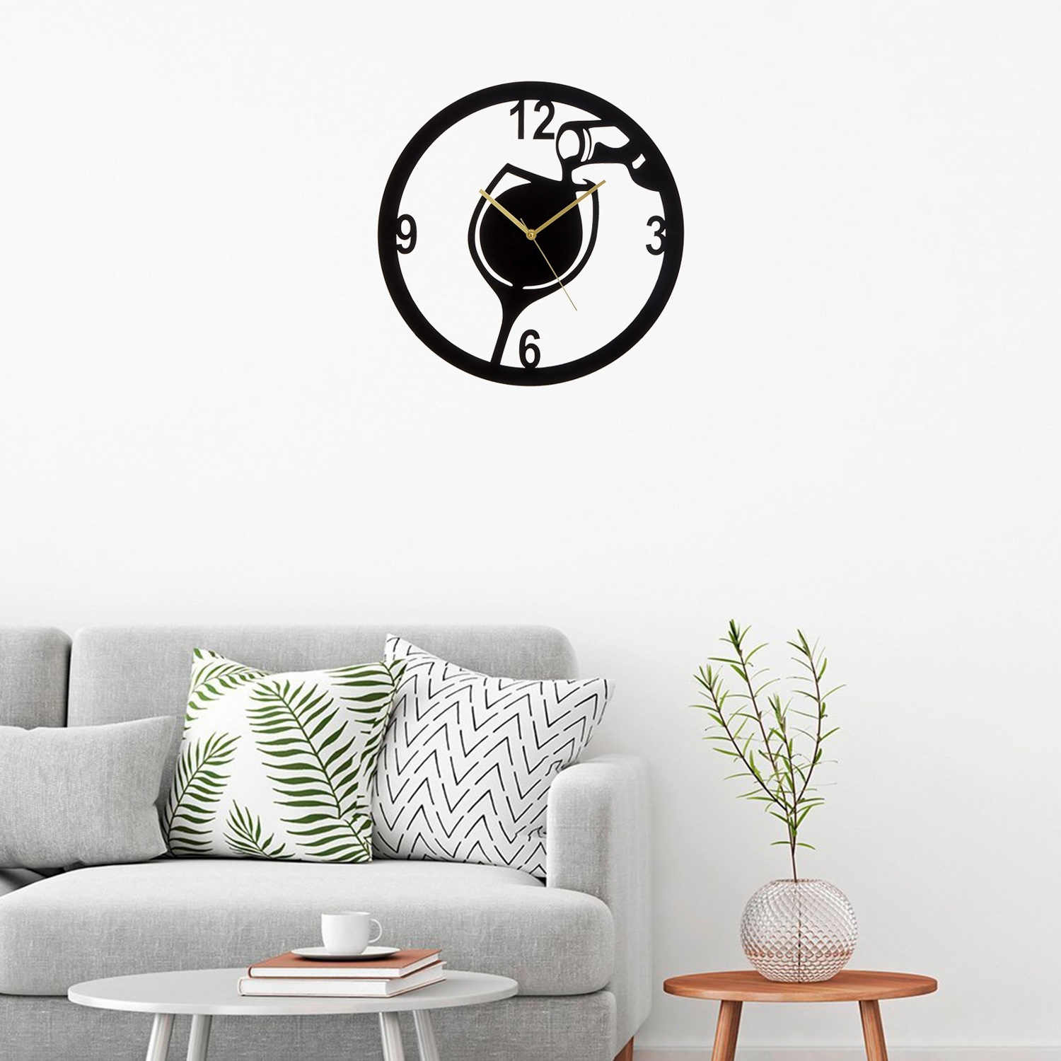 Часы настенные из металла "Бокал вина", плавный ход, d-40 см 10120733