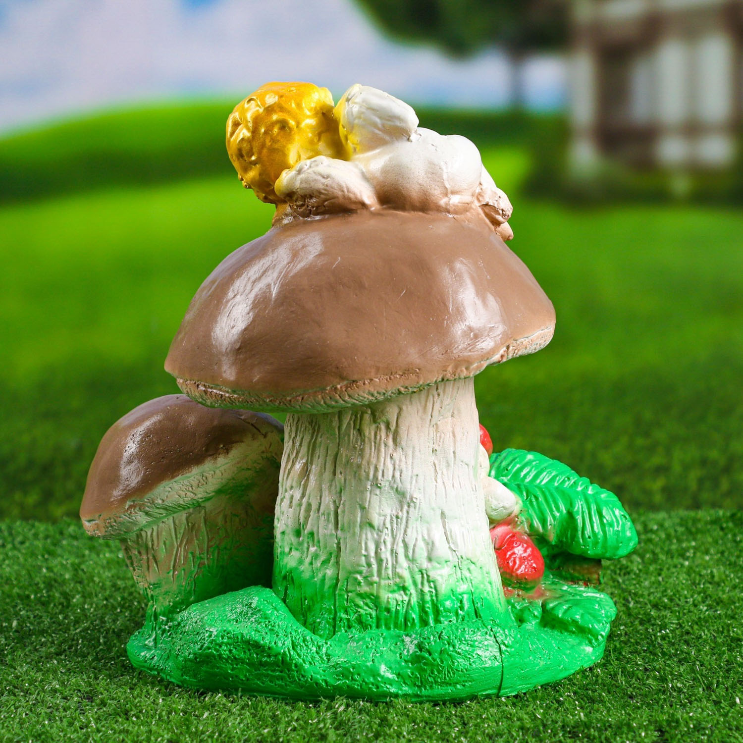 Садовая фигура "Ангелочек на грибе" 17х20х24 790043