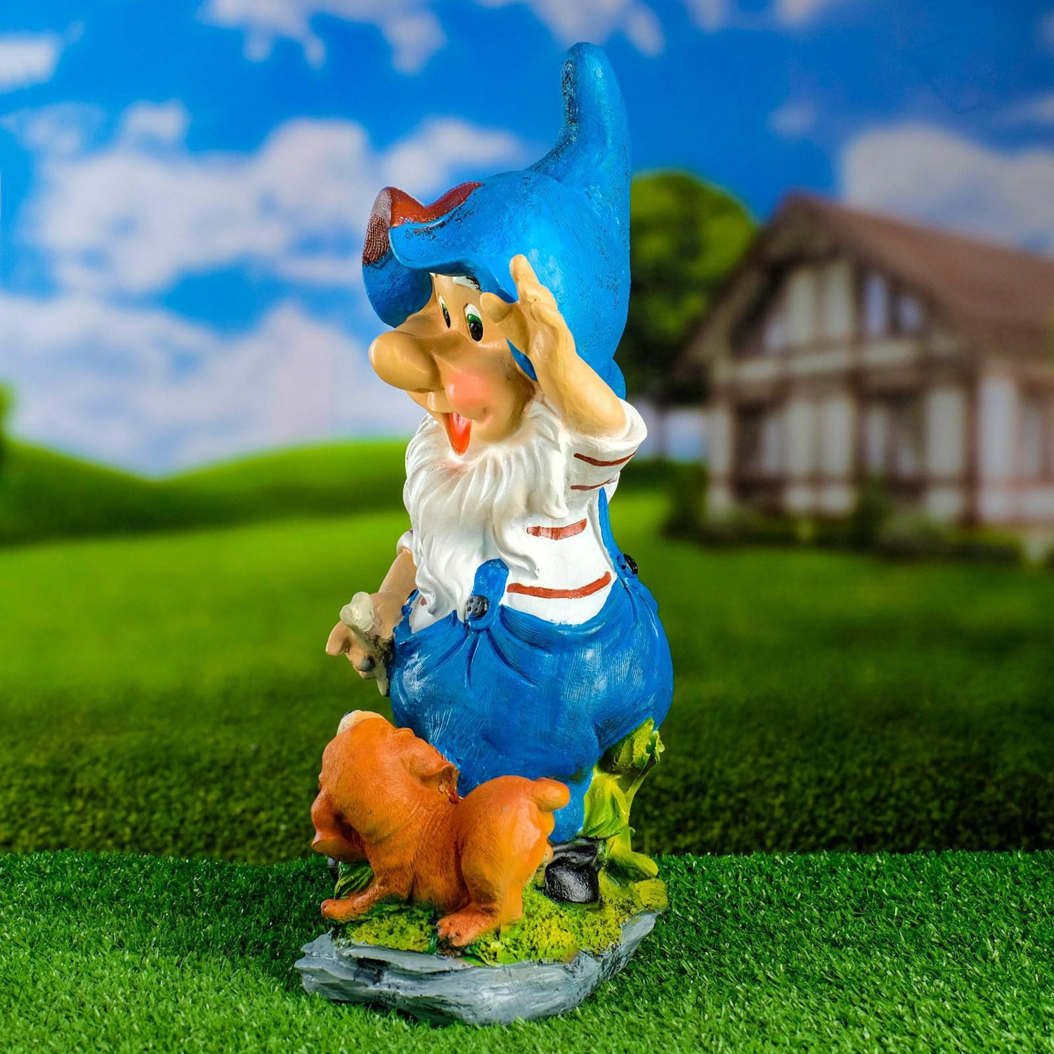 Садовая фигура "Гном со щенком" 22х38см 7025694