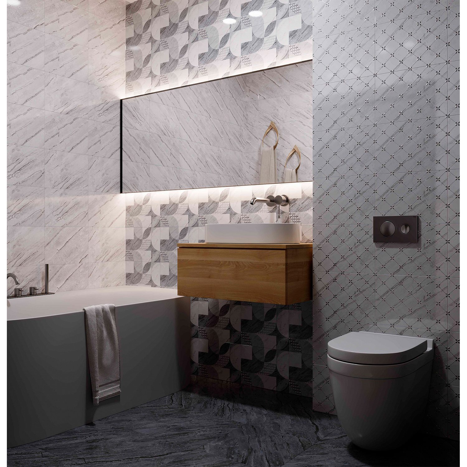 Плитка 25х35 см настенная 1.58 м² Axima Тулуза, сортовая, светло-серый