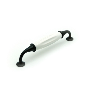Ручка-скоба 128мм черная с белой керамической вставкой 1259-128 Соллер *1/25