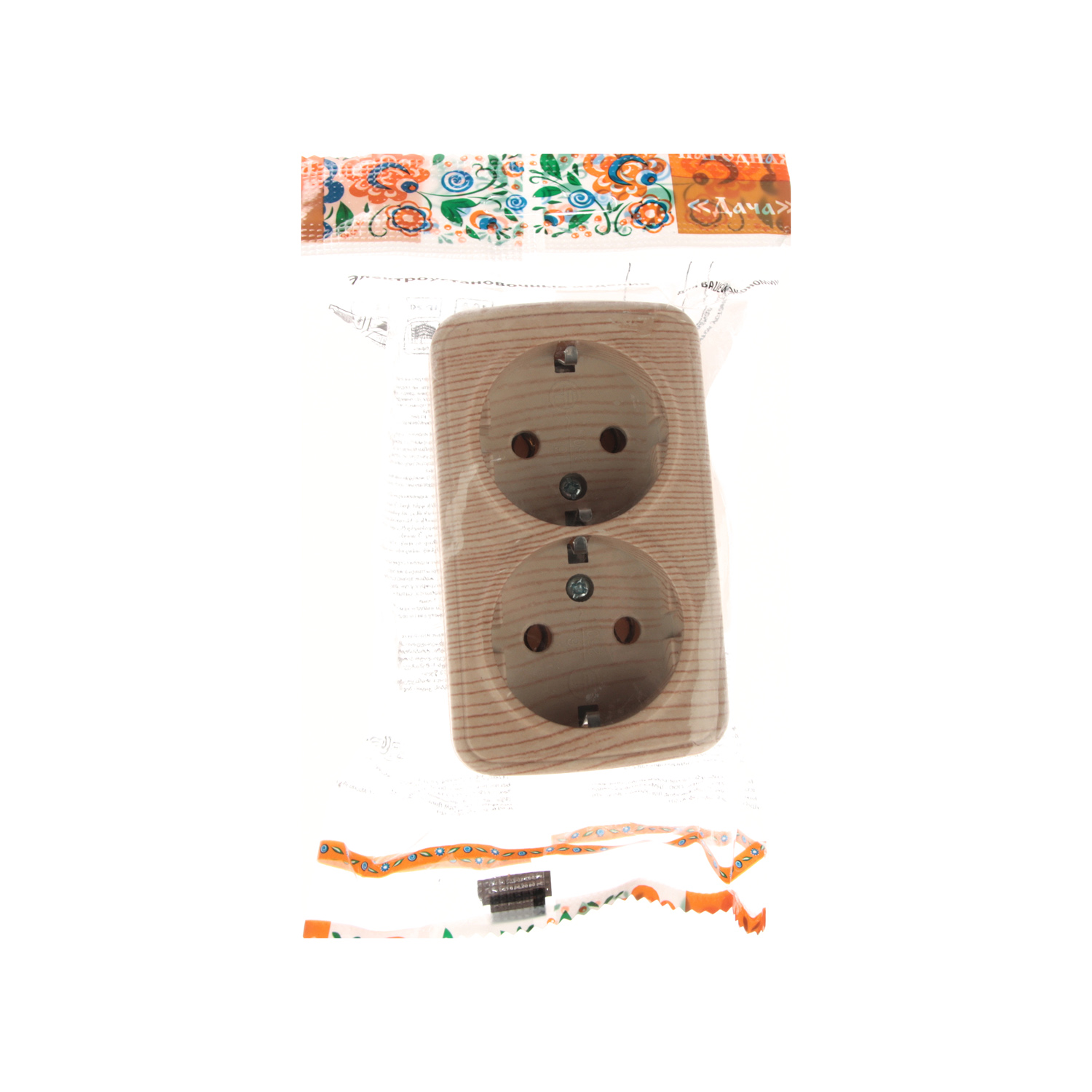 Розетка Дача ОП 2-мест. сосна сз А16 Народная SQ1824-0040