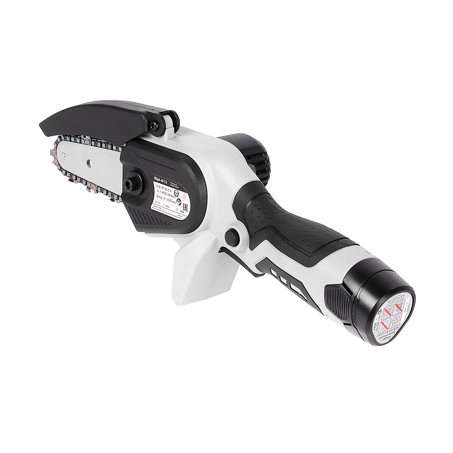 Пила цепная аккумуляторная 12В 2Ач Li-Ion шина10см цепь28зв шаг1/4" паз1,2мм ПЦА-4/12 ИНТЕРСКОЛ *1/4