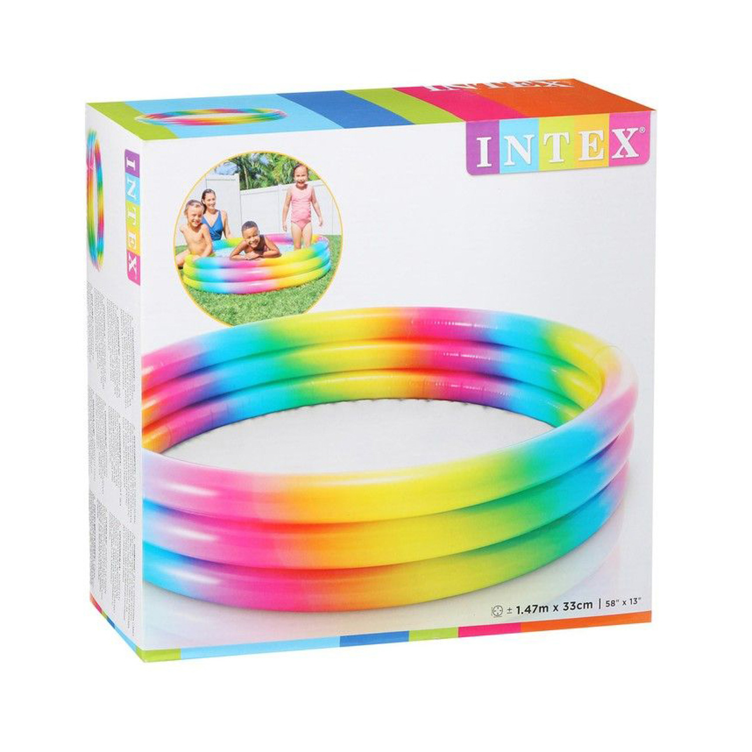 Бассейн надувной INTEX Радуга, 147х147x33 см, 340 л