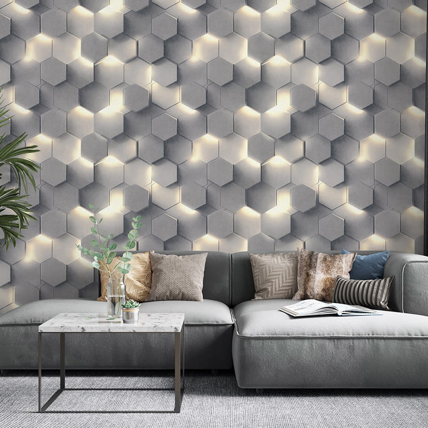 Обои флиз "AS Палитра" Аспект Гексагон (сер.) 70669-41  1,06*10м *1/6