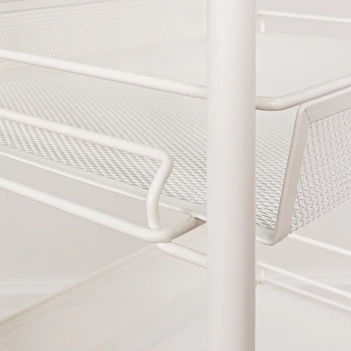 Этажерка металл. "Ладья34КС" 4-х ур.: 3 корз.+Полка, в.0,88м,ш.0,45,гл.0,3м, на кол. Белая Э357Б *1