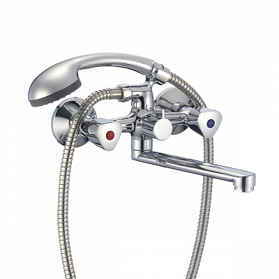 Смеситель для ванны Milardo Tring, длинный излив, двухвентильный, с лейкой