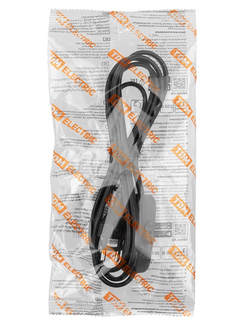 Шнур с выкл. и вилкой ШВВП 2х0,5мм2 1,8м черн. TDM SQ1305-1001 *1/80