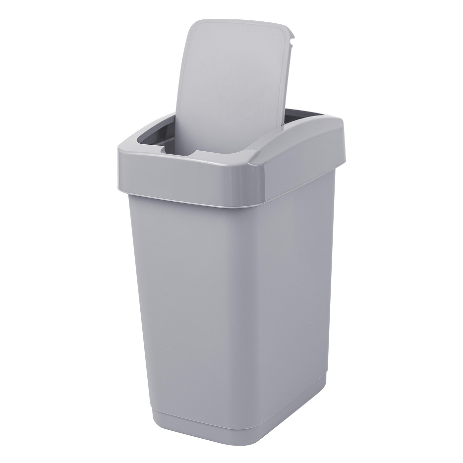 Контейнер д/мусора пластм. с откидной+"плавающей" крышкой 25л "Step" СерыйSC480711025 "Spin Clea"1/4