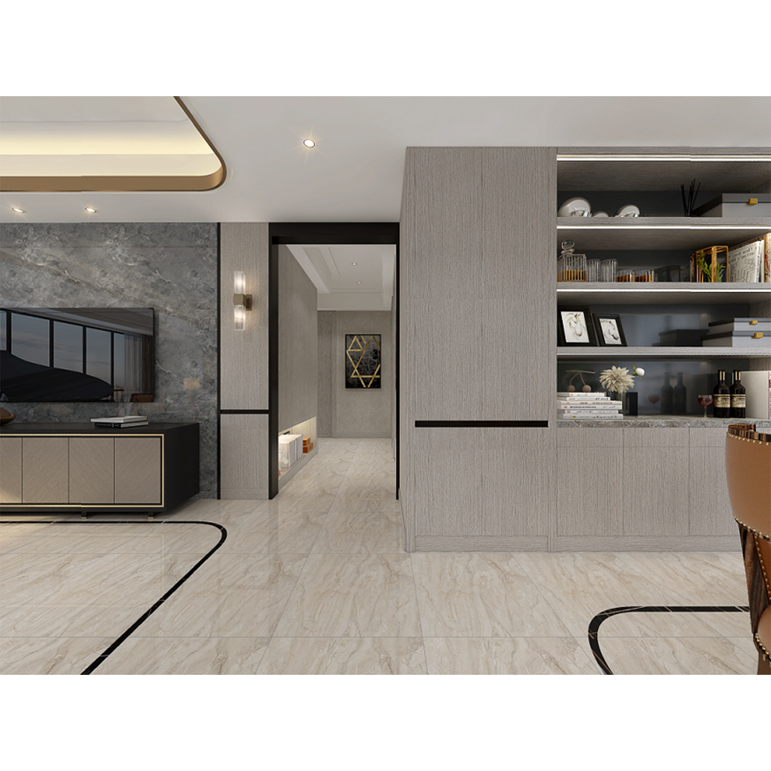 Керамогранит 1.44 м² CB6Y029PA, 600x600x8 мм, полированный, бежевый мрамор