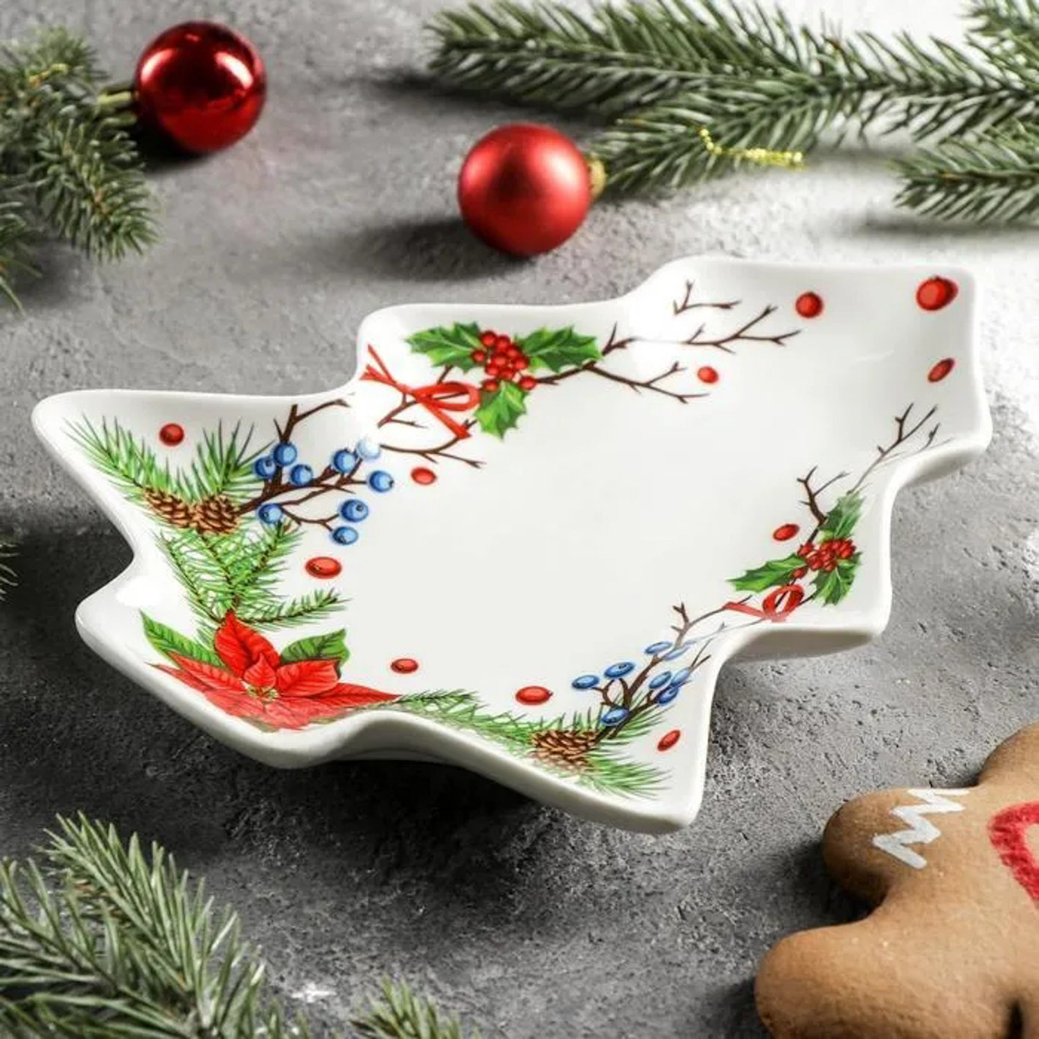 яяяБлюдо сервировочное "Новый год.Пуансеттия" 21х17х2,2 см   6935212