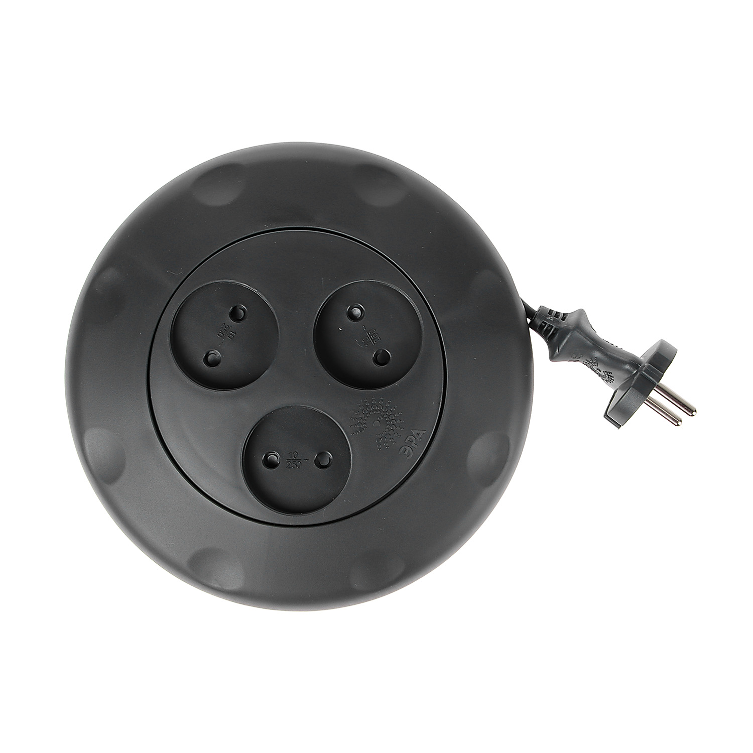 Удлинитель 3 розетки 3м б/з ПВС 2*1мм2 10А мощ. нагр 2200Вт ЧЕРНЫЙ  рулетка ЭРА UR-3-3m-B *1/10