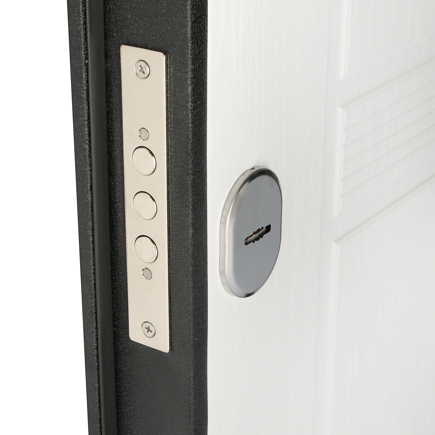 Дверь входная Двери Гуд М-1 GOODMAN, 860х2050х60 мм, левая, черный шелк/лиственница беленая