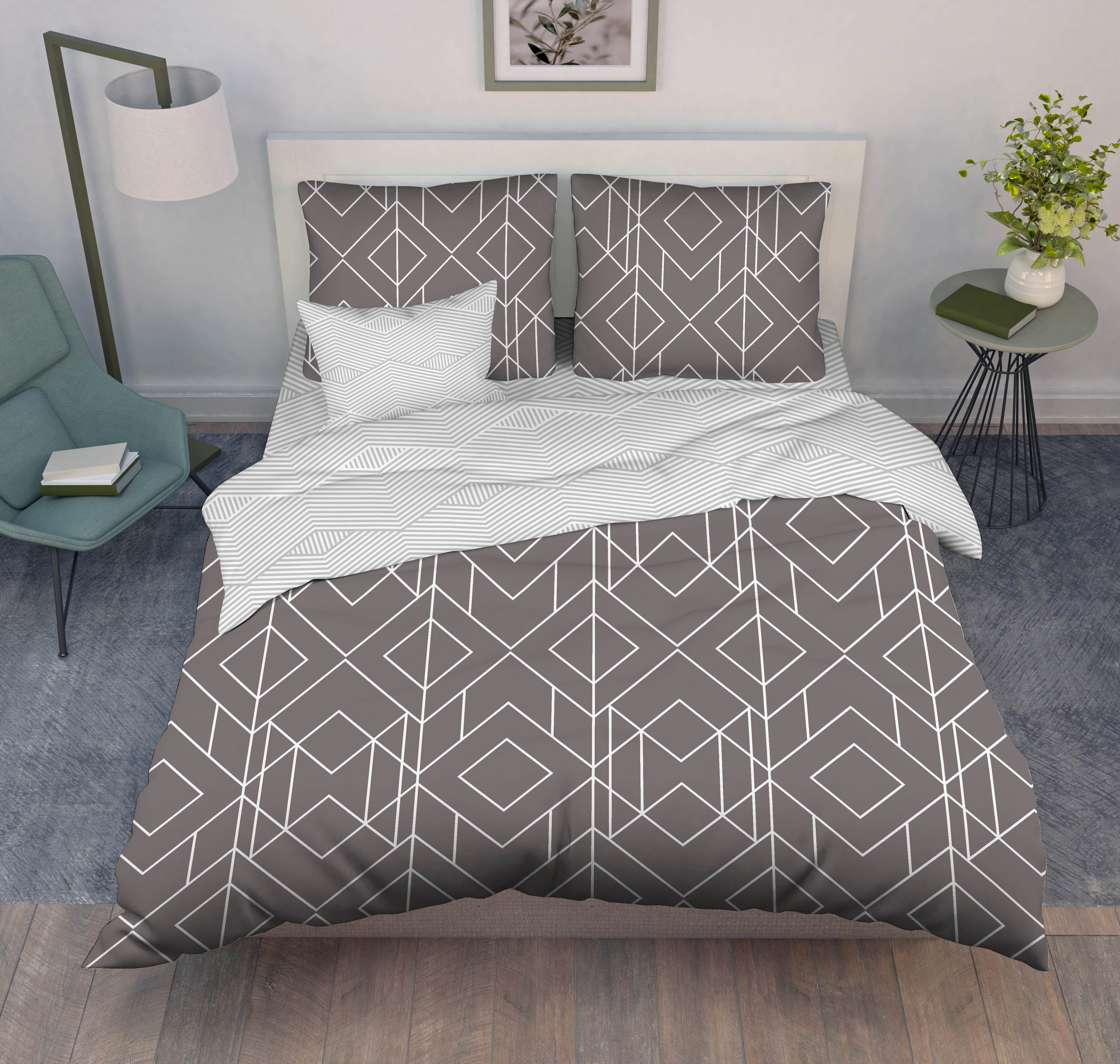 Постельное белье евро бязь Василиса 9604/1 Каро, наволочки 70*70 - 2шт *1/5