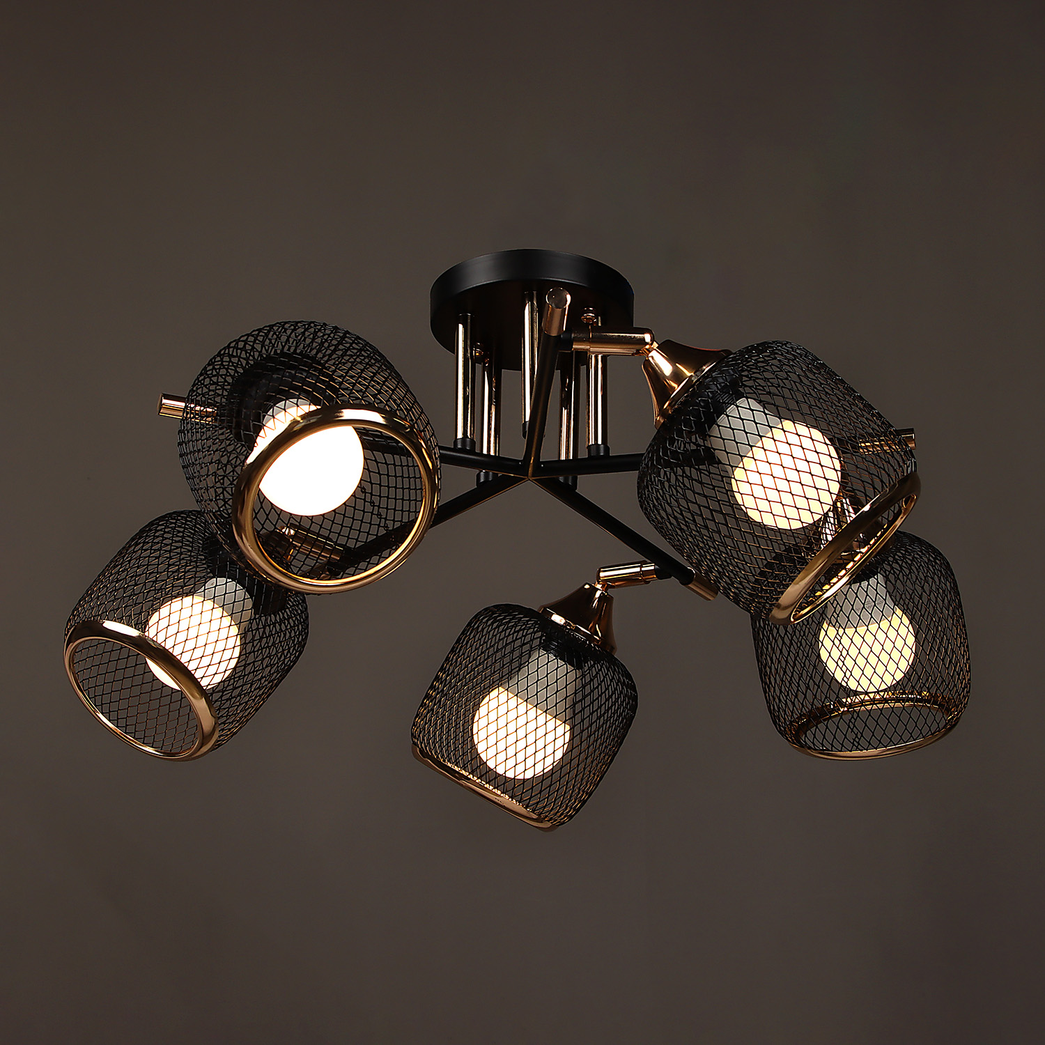 Люстра N6408/5 BK+FGD  5*40W E27 220V (d-600; h-230)  VERNER LIGHTING *1