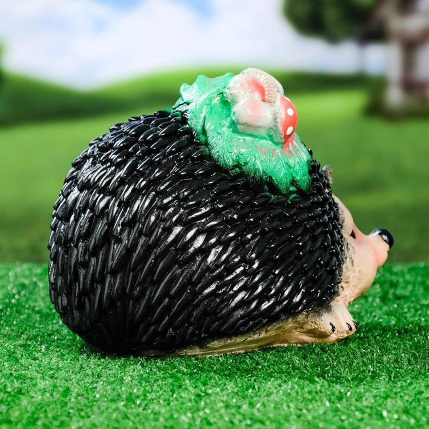 Садовая фигура "Ёжик с грибочками" новый 28х20х18см  879203