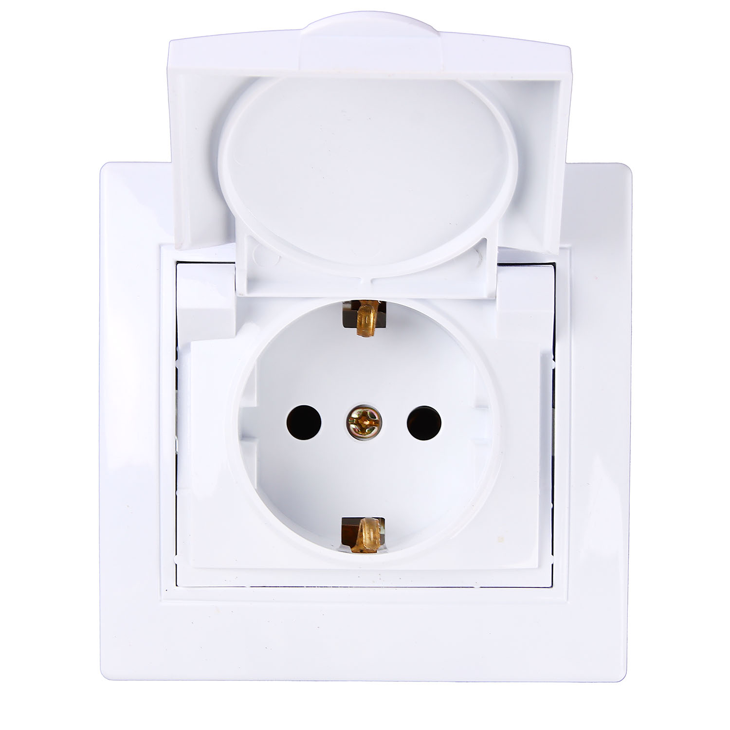 Розетка Intro Plano СП 1-мест. белая зк крышка 2P+E Schuko 16А-250В IP20