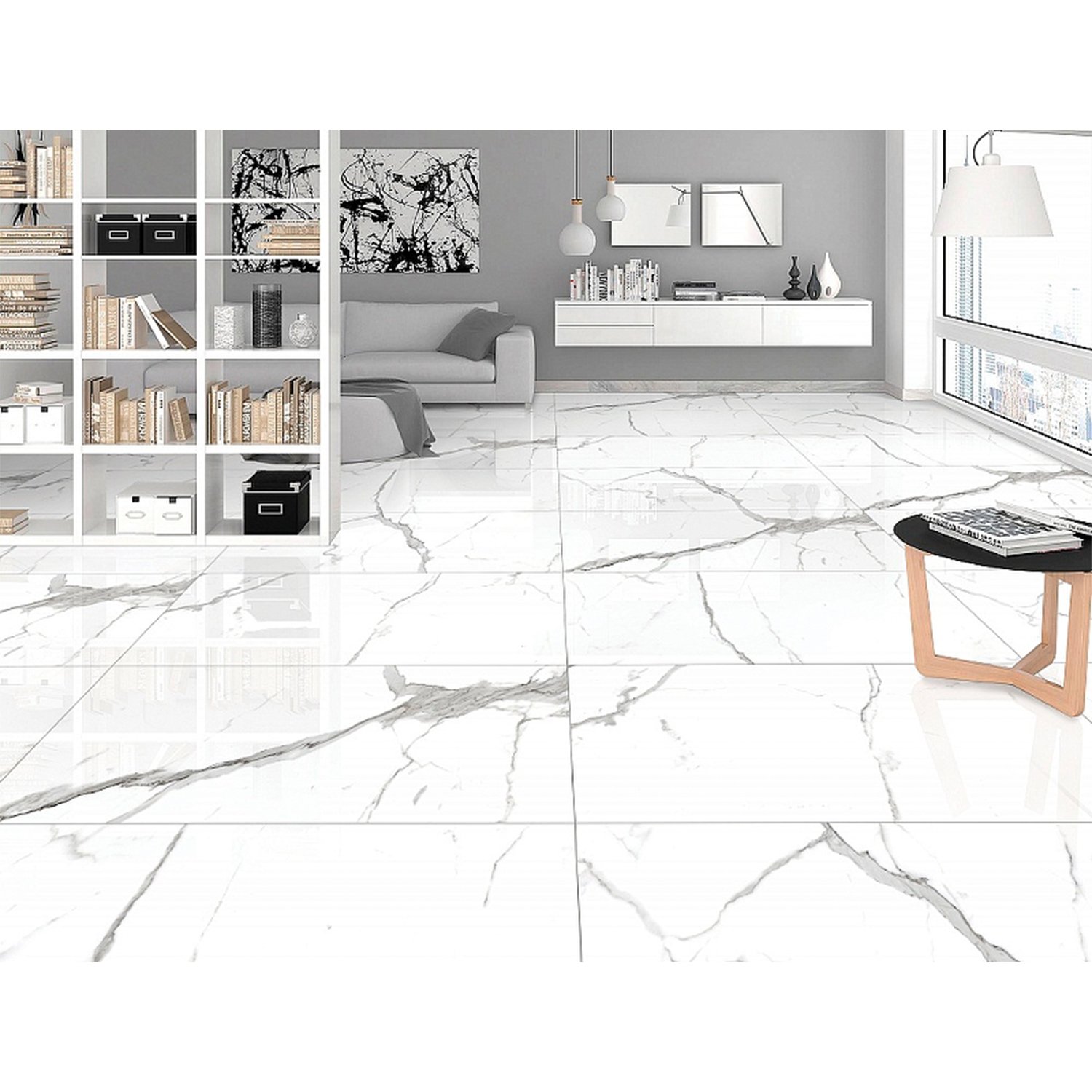 Керамогранит 1.44 м² Primavera Salvatore PR207, 1200x600х9 мм, полированный, белый