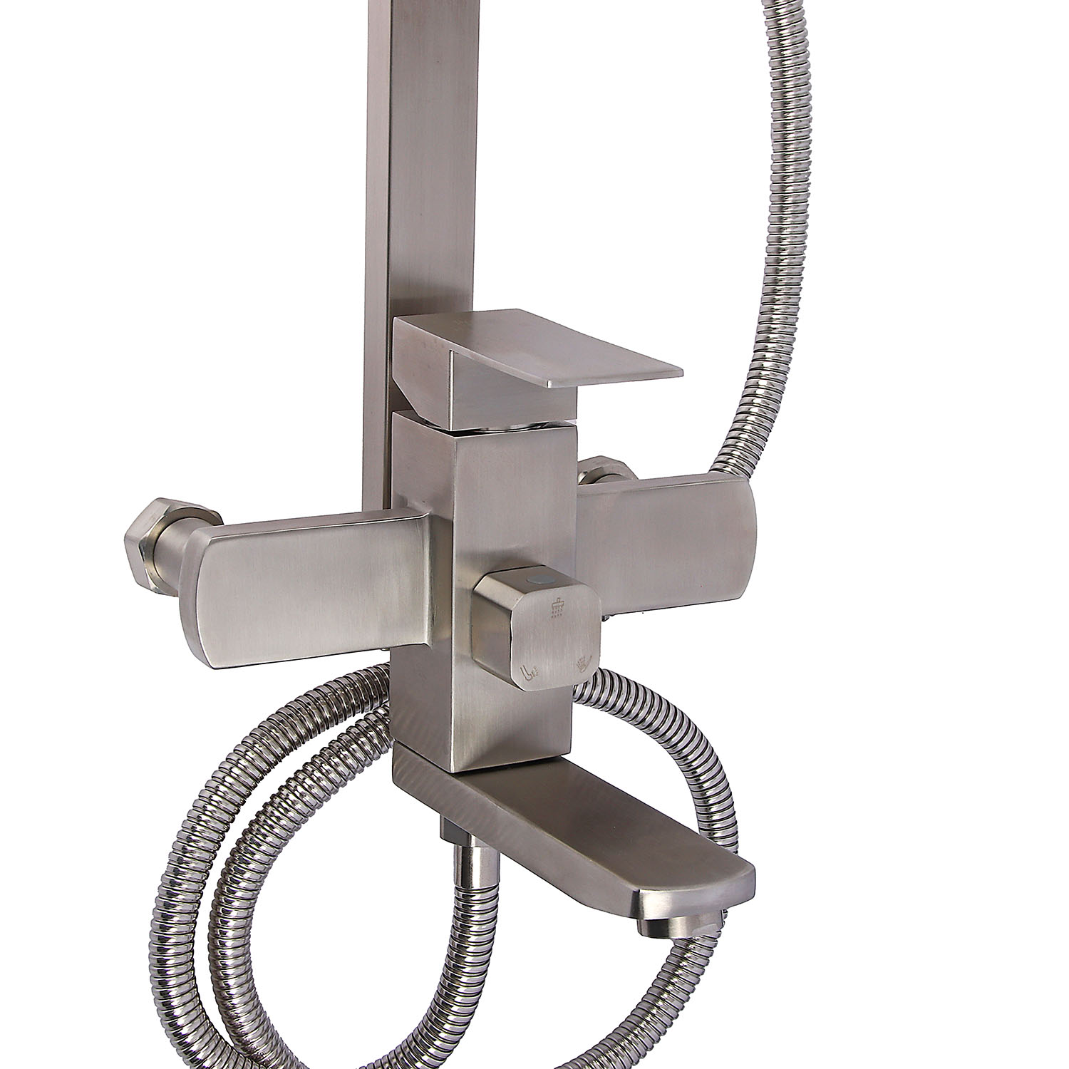 Смеситель д/ванны со стойкой для душа + ручной душ Potato P35304S нерж.сталь *1/4