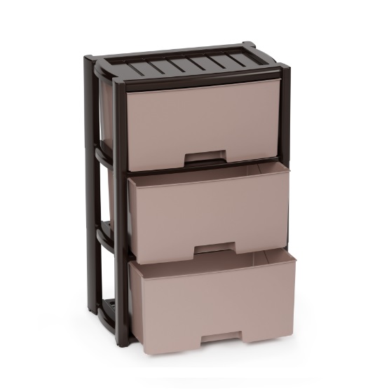 Комод пластм. "Колорит" 3 ящика выс.710мм, шир.475мм, гл.300мм Беж./Венге М7835 "ЗПИ"Альтернатива"*1