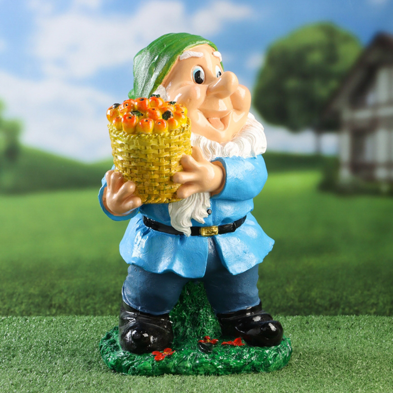 Садовая фигура "Гном с корзинкой" 40х24х25см 7640108