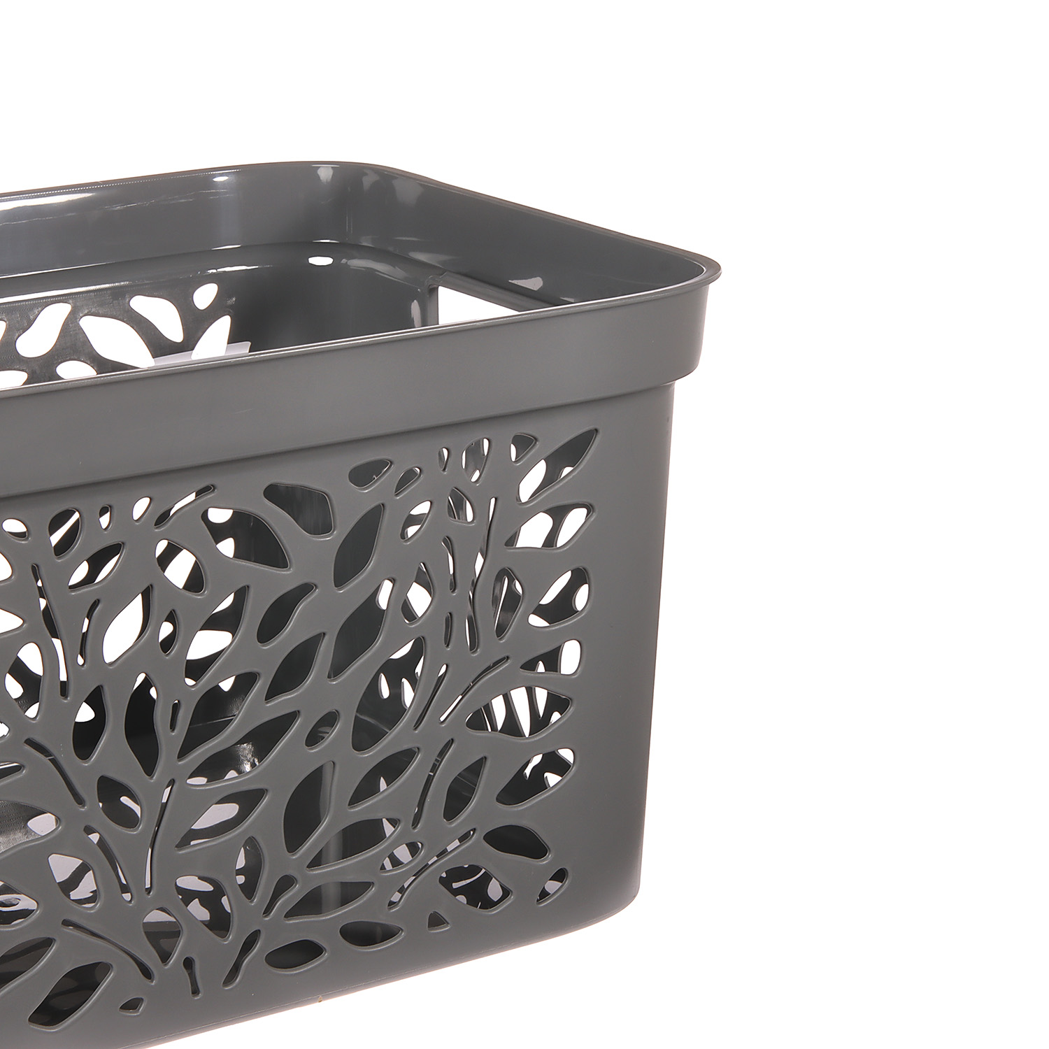 Корзина для хранения пластм. "Leaves" 405х275х207мм с Крышкой 18л Серый арт.83801("Полимербыт")*1/11