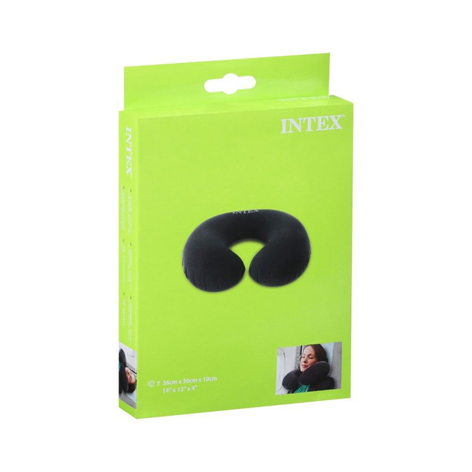 Подушка для шеи надувная INTEX Travel, 36х30 см, черный