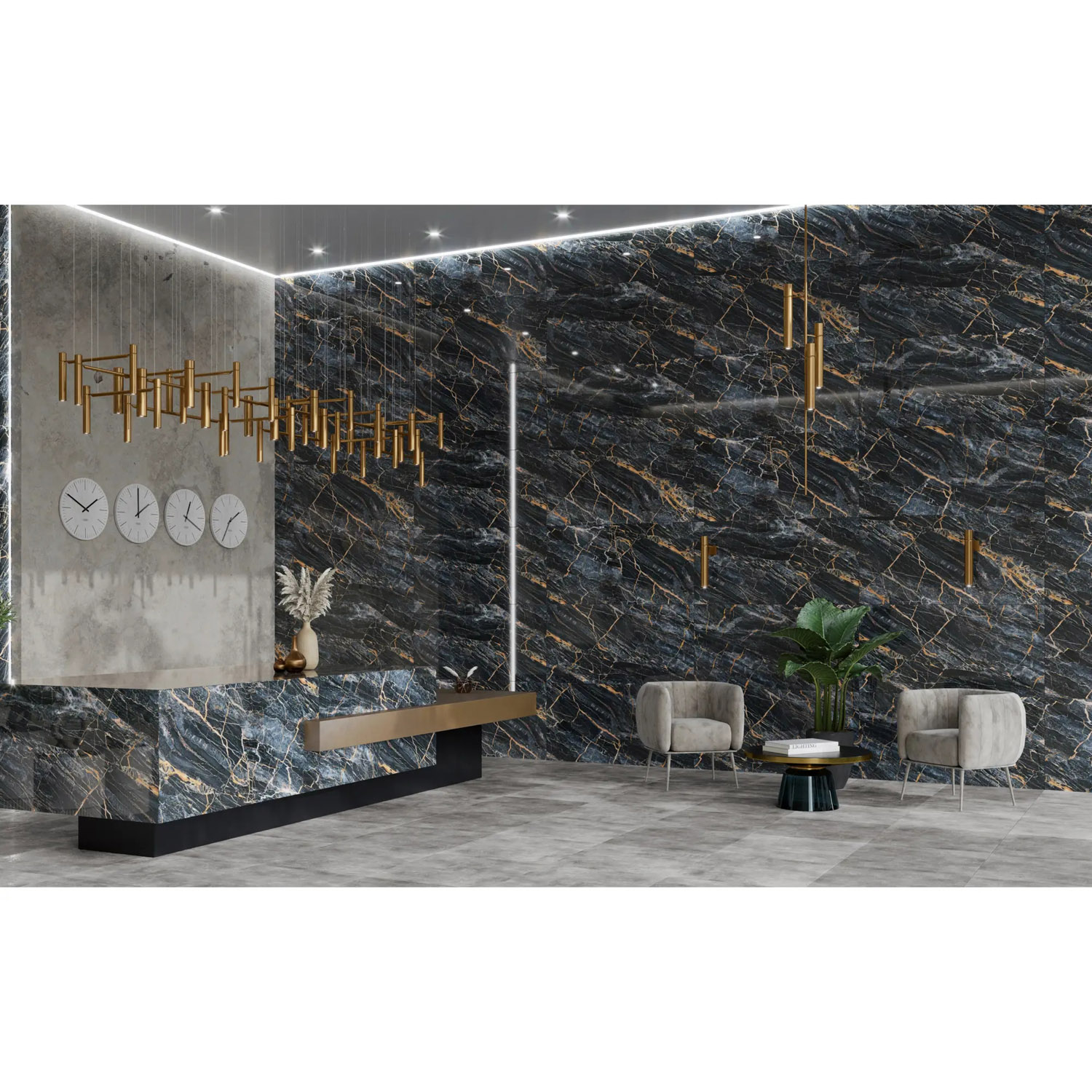 Керамогранит 1.44 м² Global Tile Fenomen PGT 2206, 1200x600x9 мм, полированный, черный