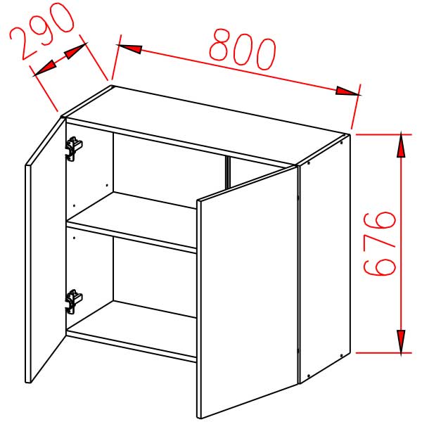 Шкаф навесной 800х676х290 мм BROZEX-WOOD Camellia, с двумя дверцами, серый / юта