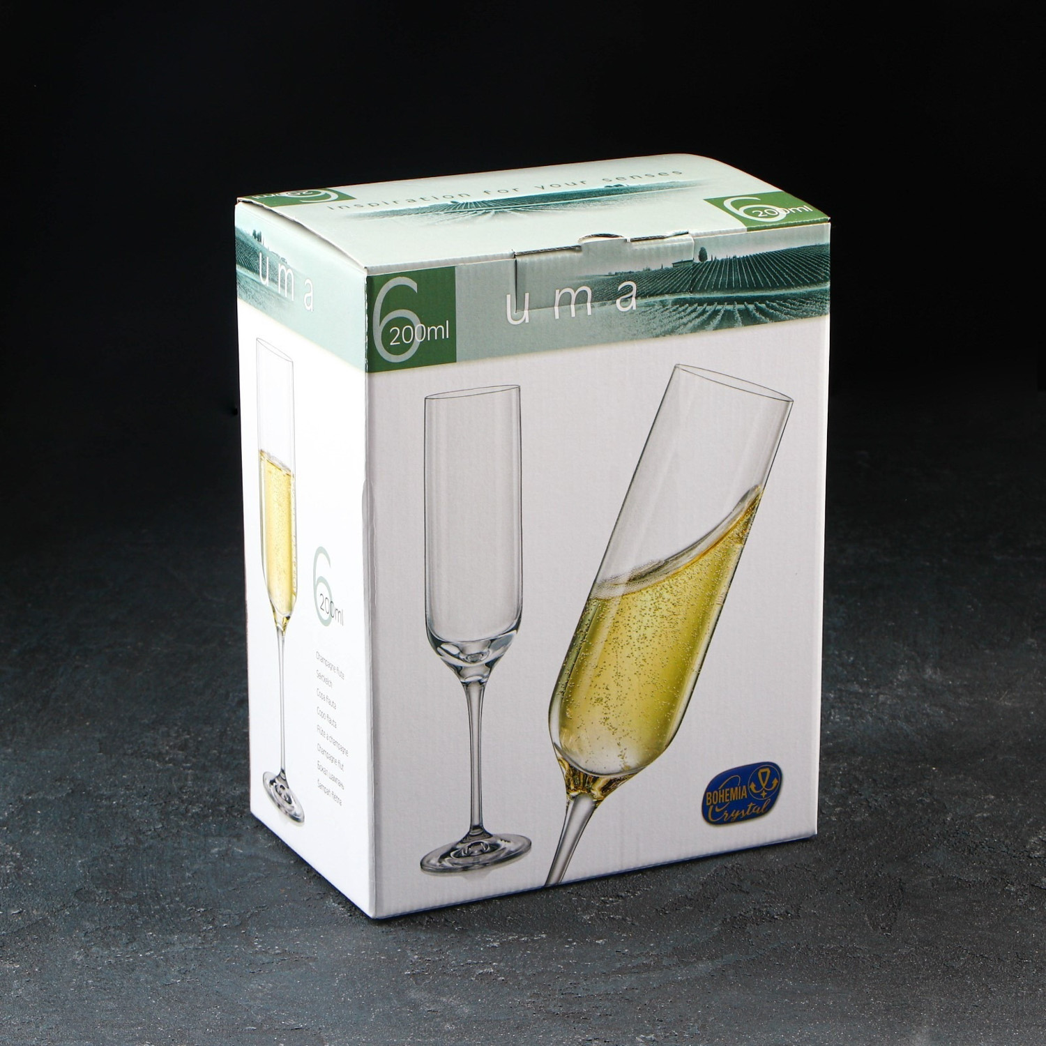 Набор бокалов для шампанского 200 мл Crystalex Bohemia Ума, 6 шт., стекло