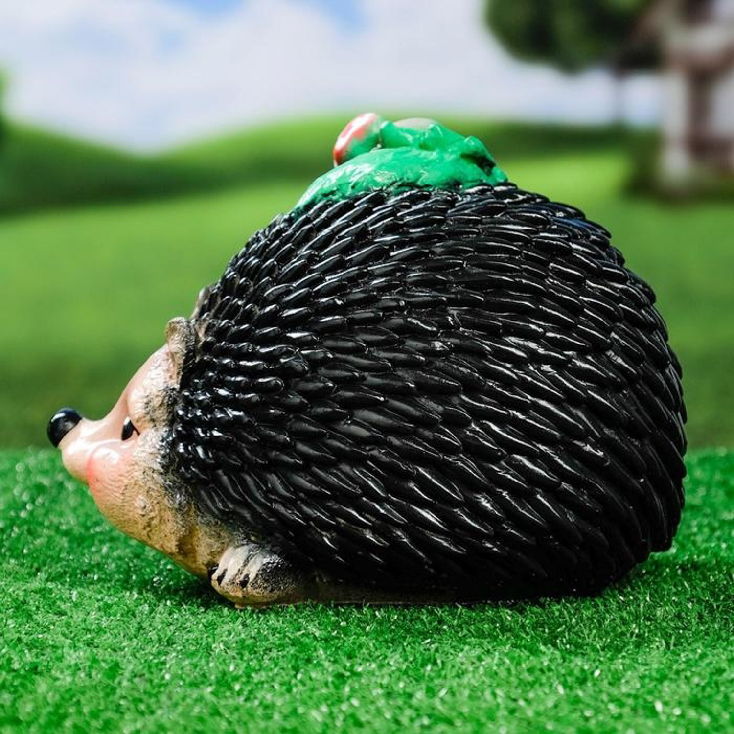 Садовая фигура "Ёжик с грибочками" новый 28х20х18см  879203