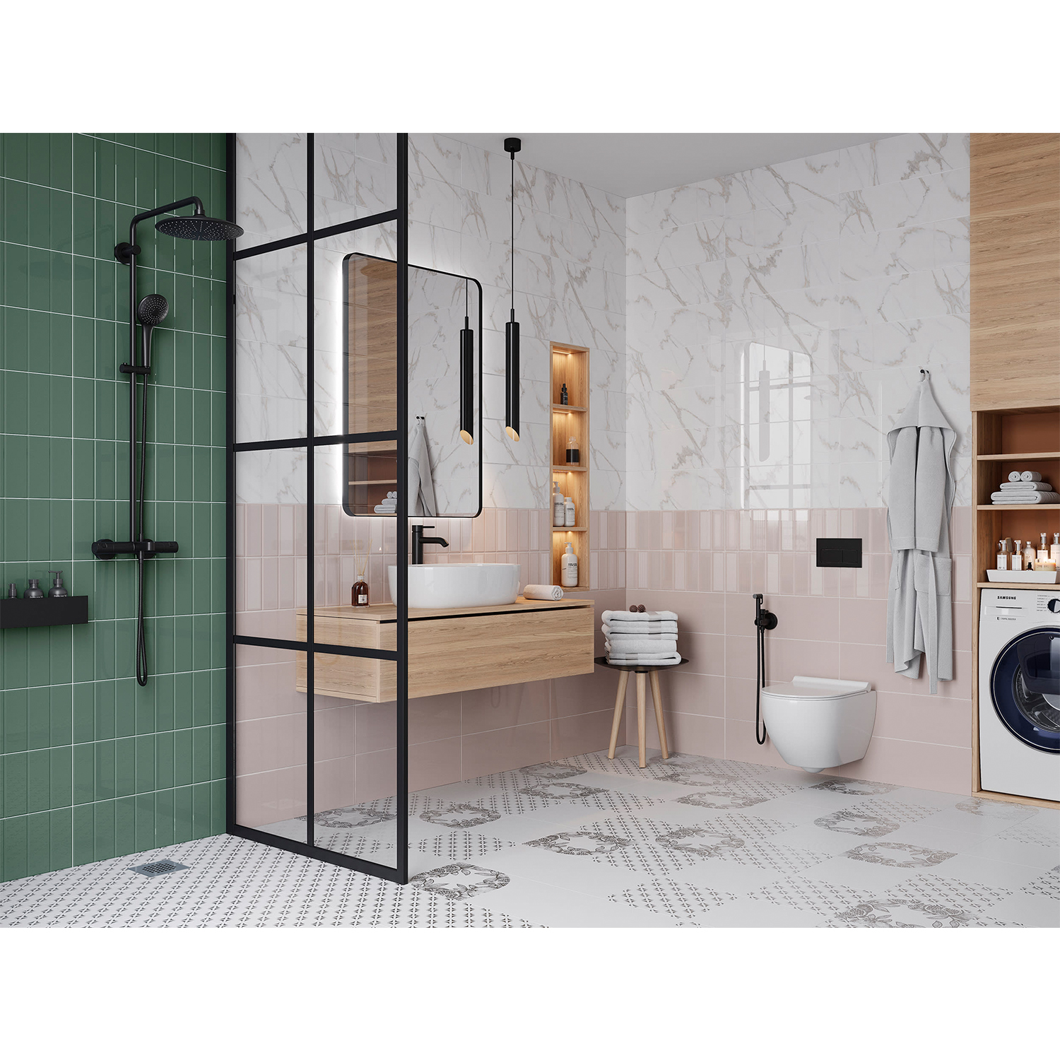 Керамогранит 1.35 м² Lasselsberger Ceramics Роса Рок 00068638, 300х300х7 мм, черно-белый