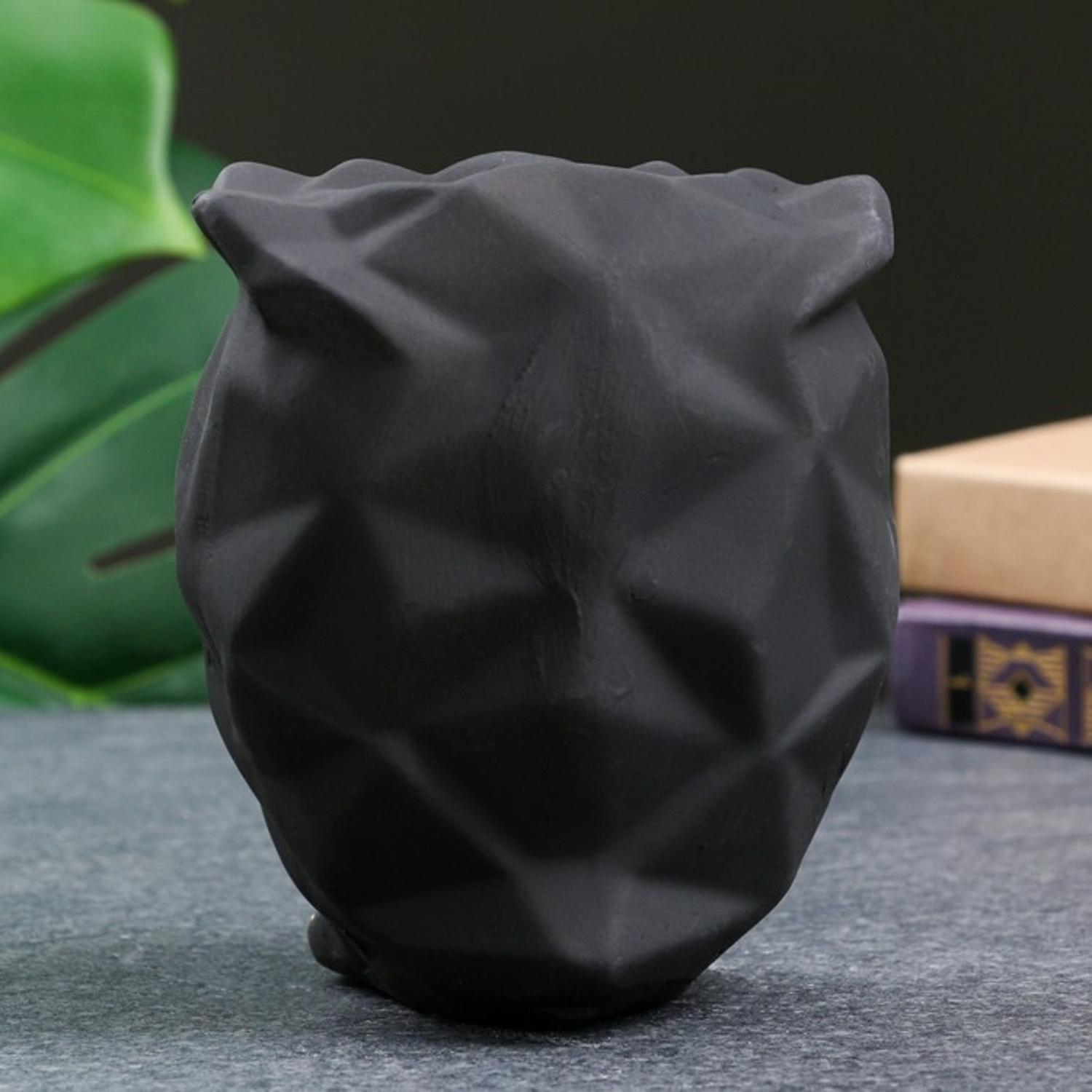 Фигура "Сова оригами" черная, 14см 7007880