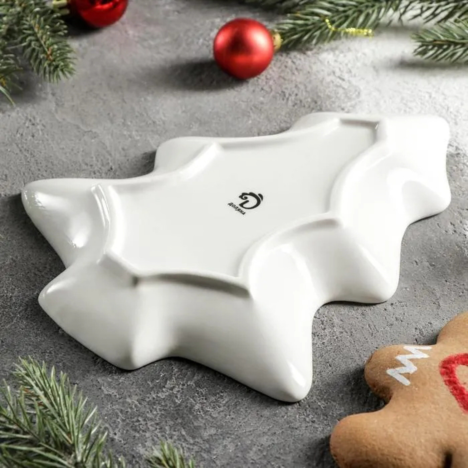 яяяБлюдо сервировочное "Новый год.Пуансеттия" 21х17х2,2 см   6935212