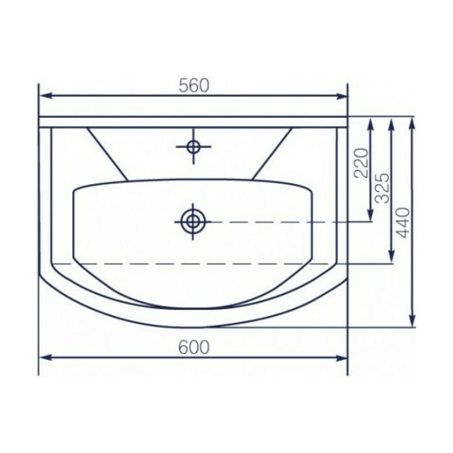 Раковина накладная Kirovit Элеганс 60, 60.5х44 см, для комплектации тумбы