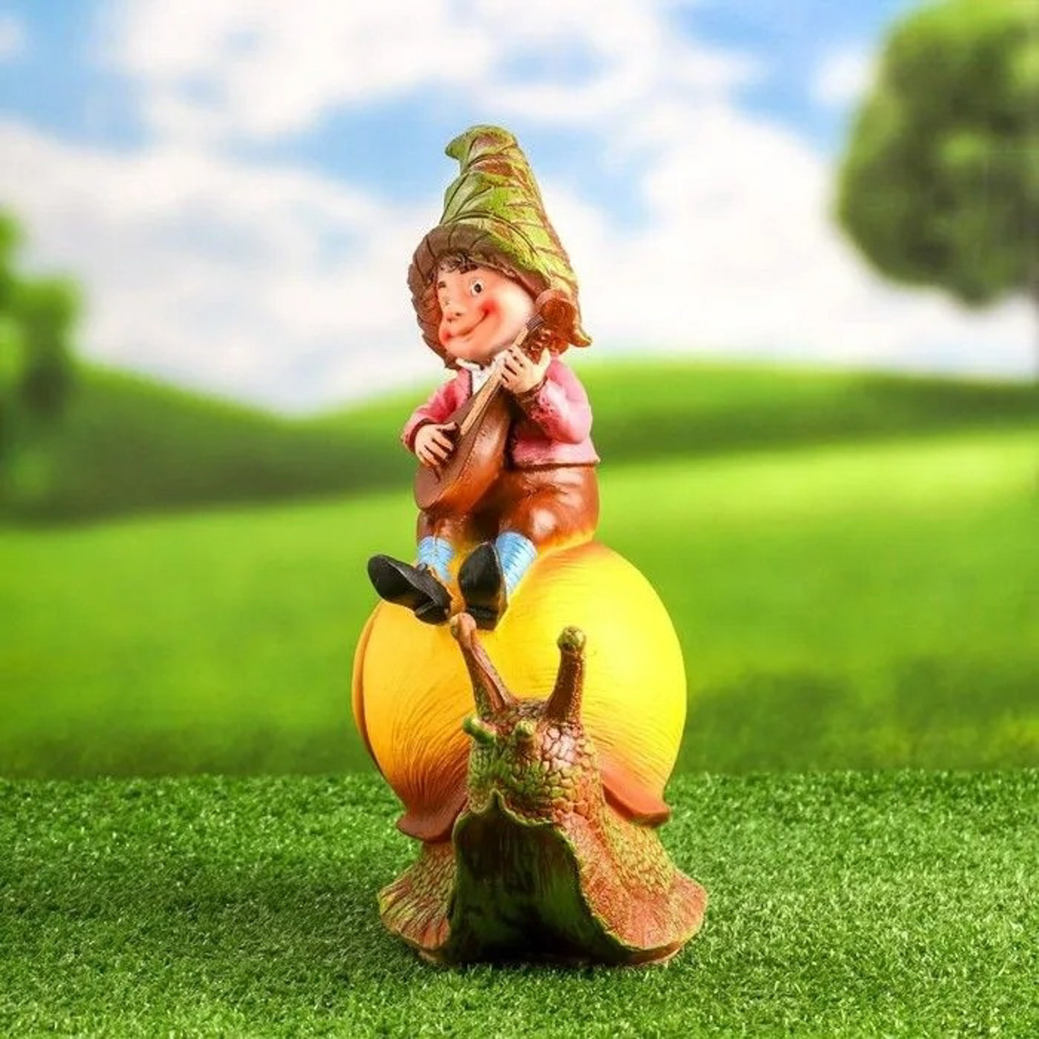 Садовая фигура "Гном на улитке" 30х27х15см 9508752