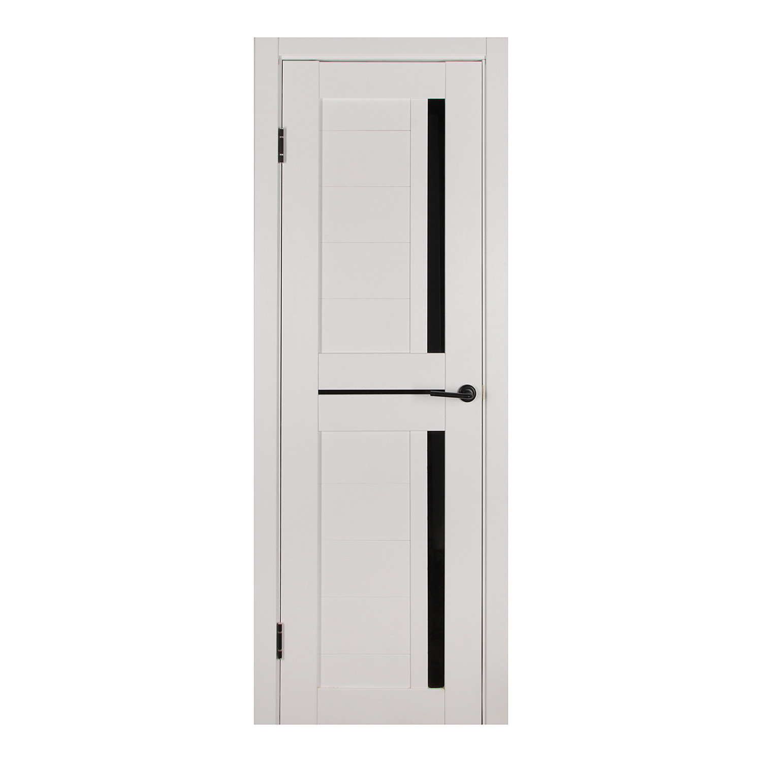 Комплект двери Даллас, 2000х600 мм, полотно, погонаж, фурнитура, дуб белый/черный лакобель