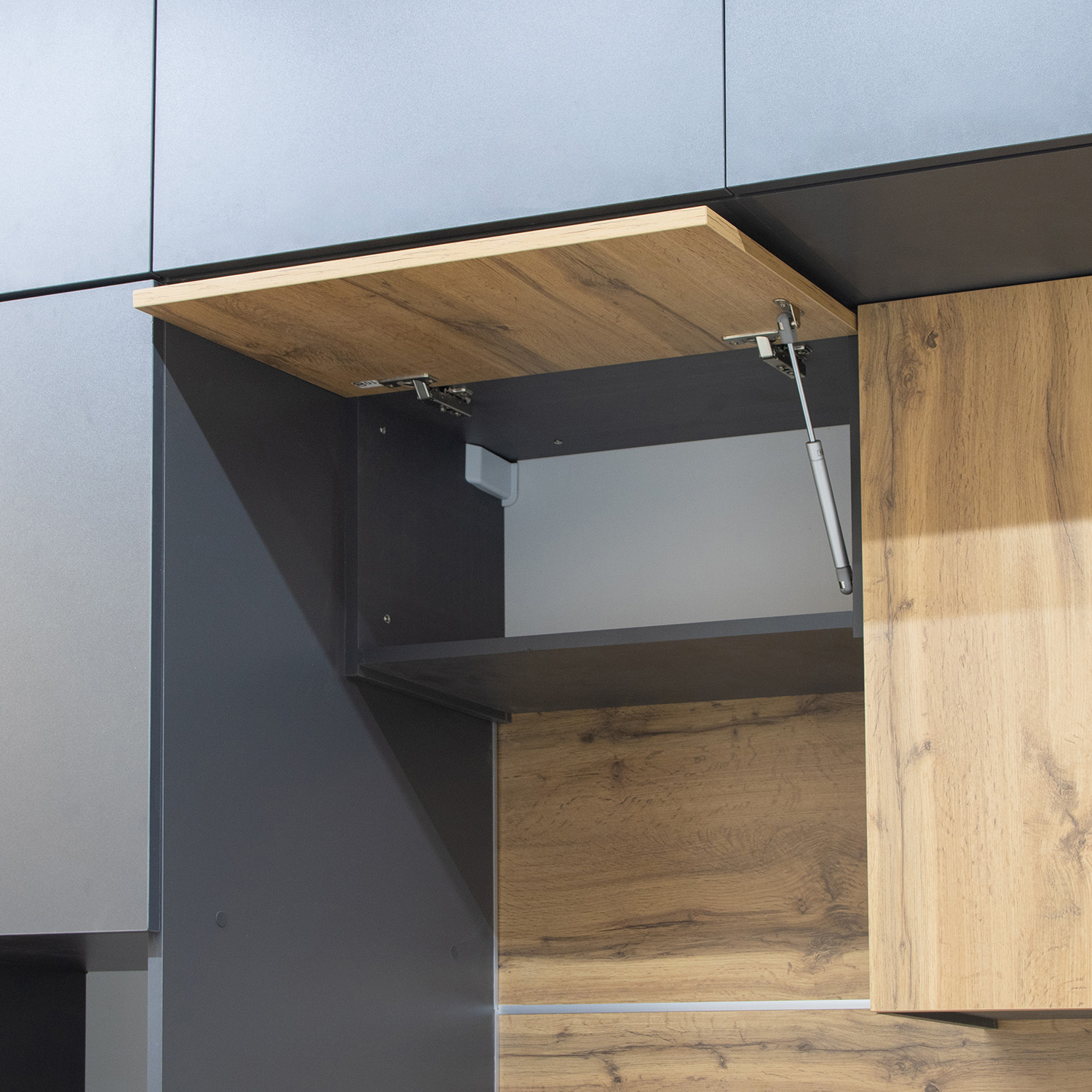 Шкаф навесной 600х338х290 мм BROZEX-WOOD Next, для вытяжки, с дверцей, графит / дуб вотан