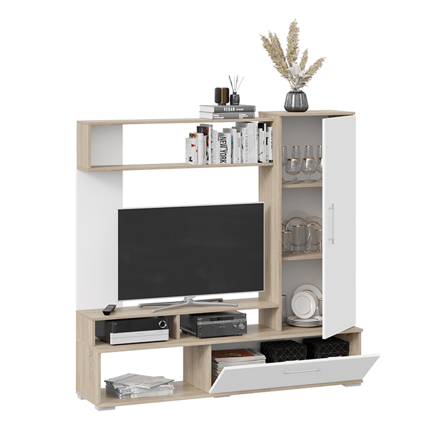 яяяСтенка Сиена Дуб Сонома, Белый Ясень *1