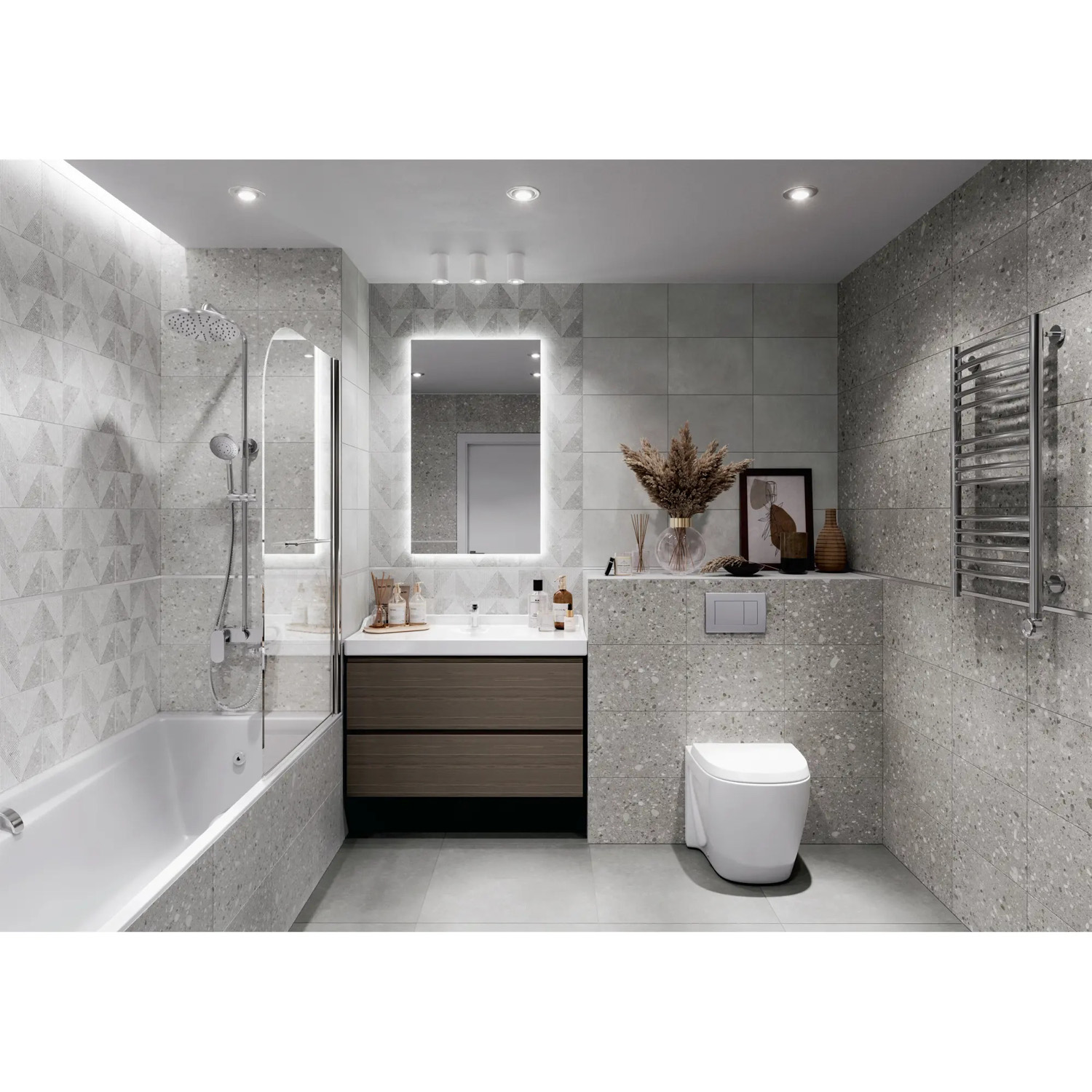 Плитка 40х27 см настенная 1.08 м² Global Tile Remix, светло-серый, геометрия