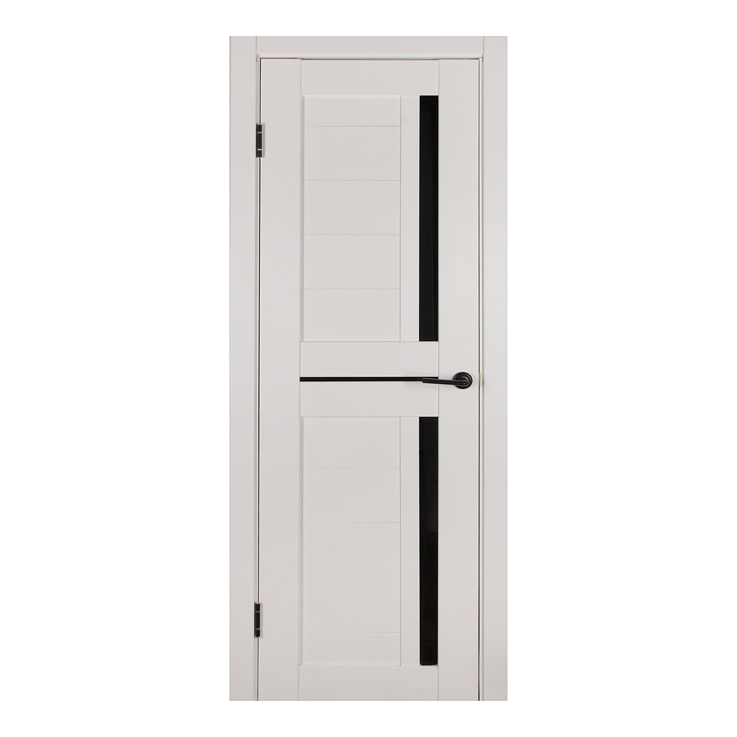 Комплект двери Даллас, 2000х800 мм, полотно, погонаж, фурнитура, дуб белый/черный лакобель