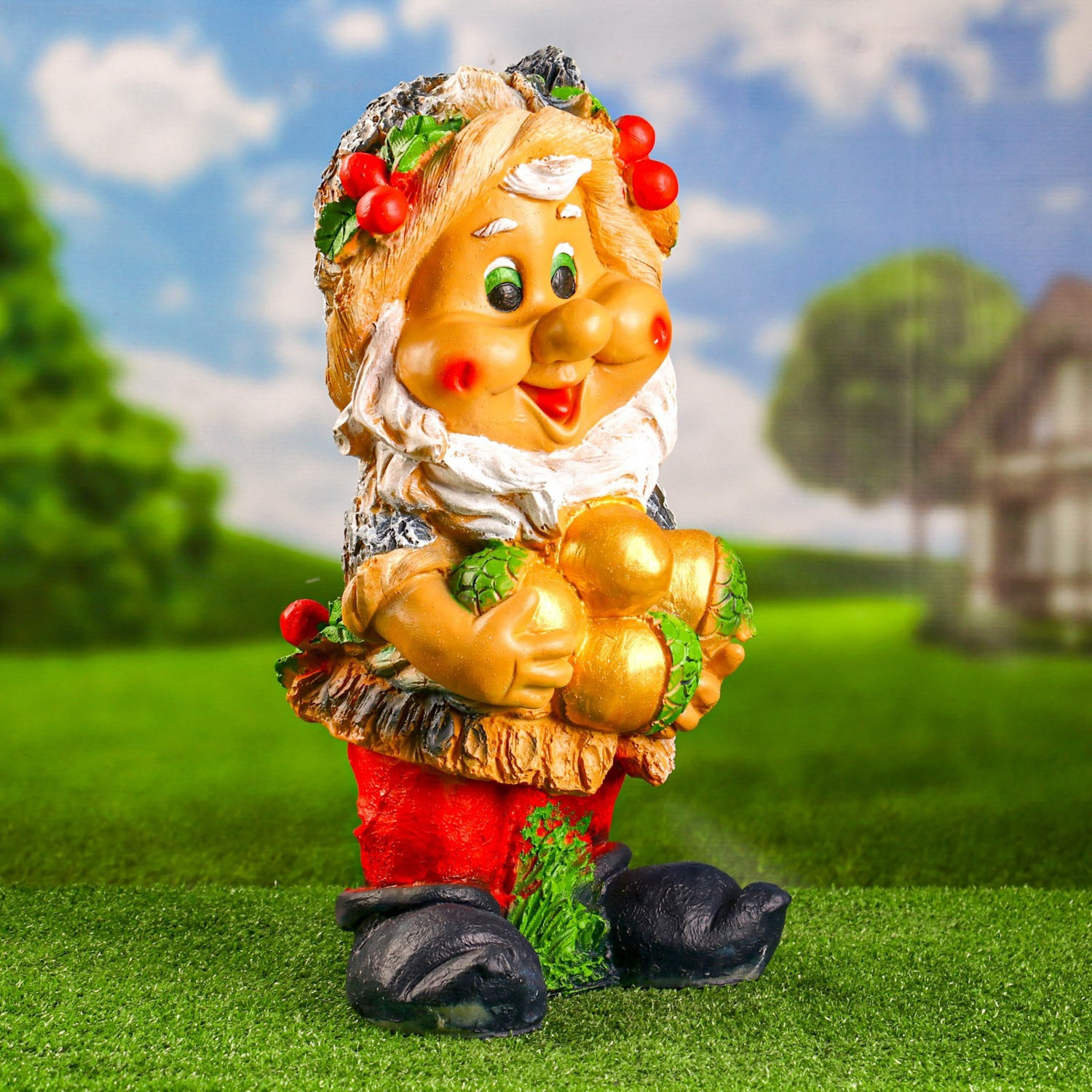 Садовая фигура "Гном с жёлудями" 47х26см 9487933