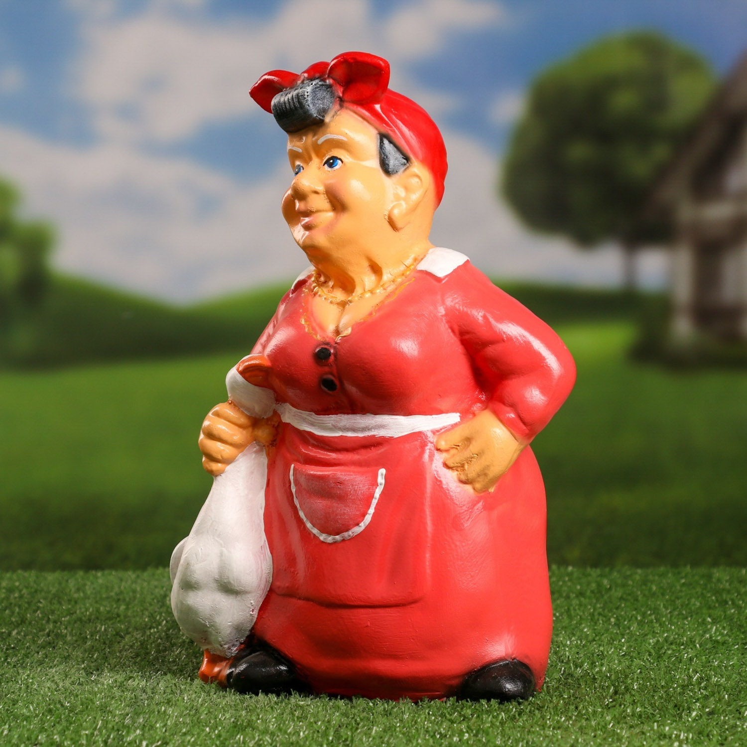 Садовая фигура "Хозяйка с гусем" 30см 9567789