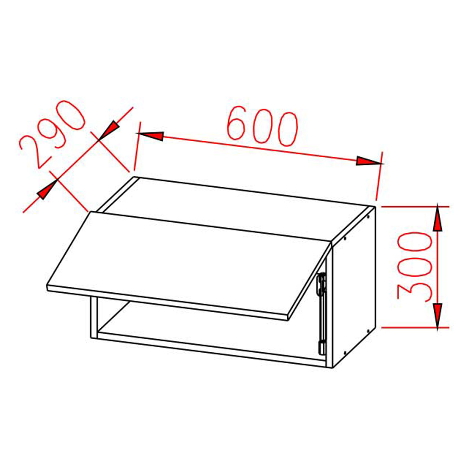 Шкаф навесной 600х300х290 мм BROZEX-WOOD Серый лед, 3 ярус, серый / графит