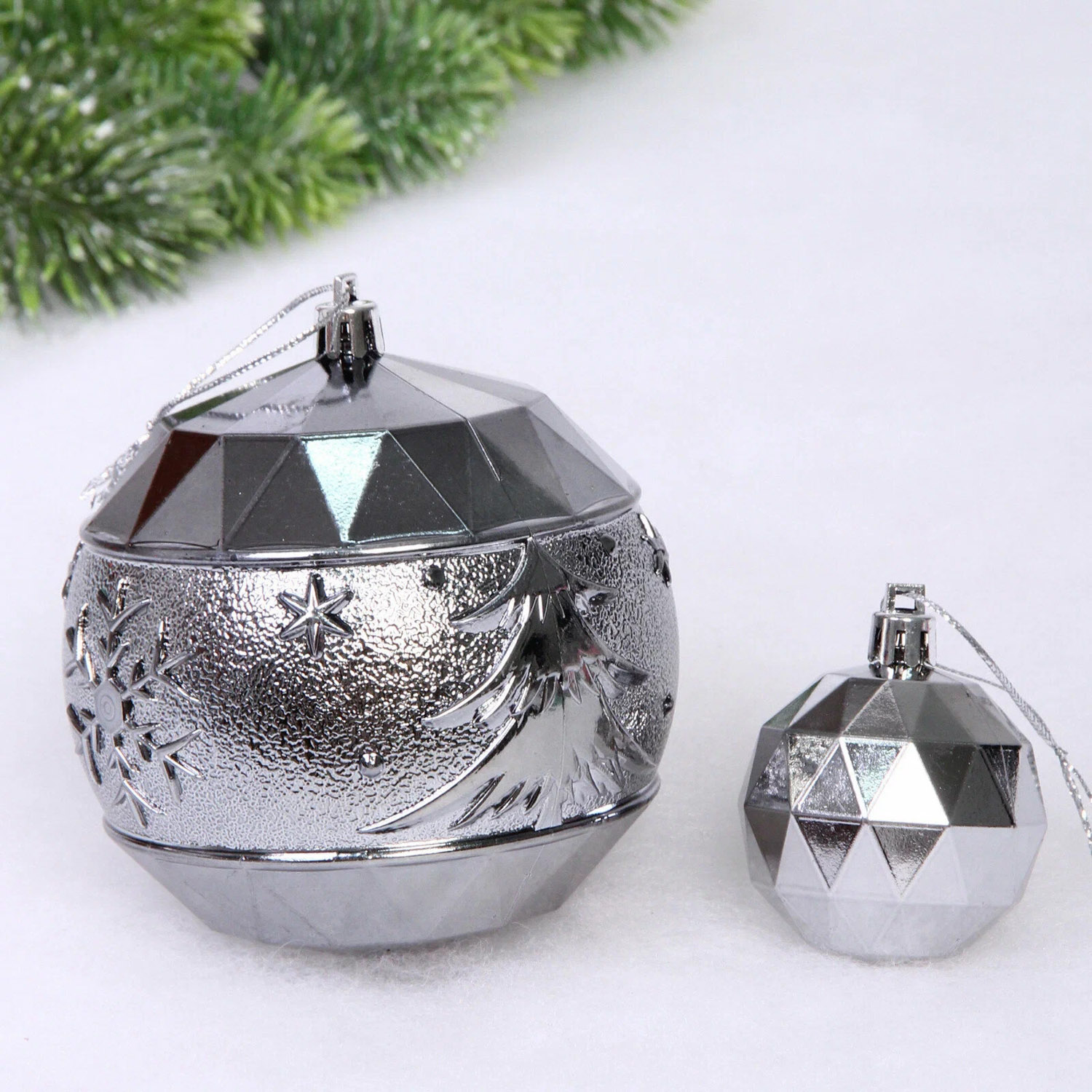 Набор шаров "Miracle" 10 см + 5 см (15 предметов), Графит