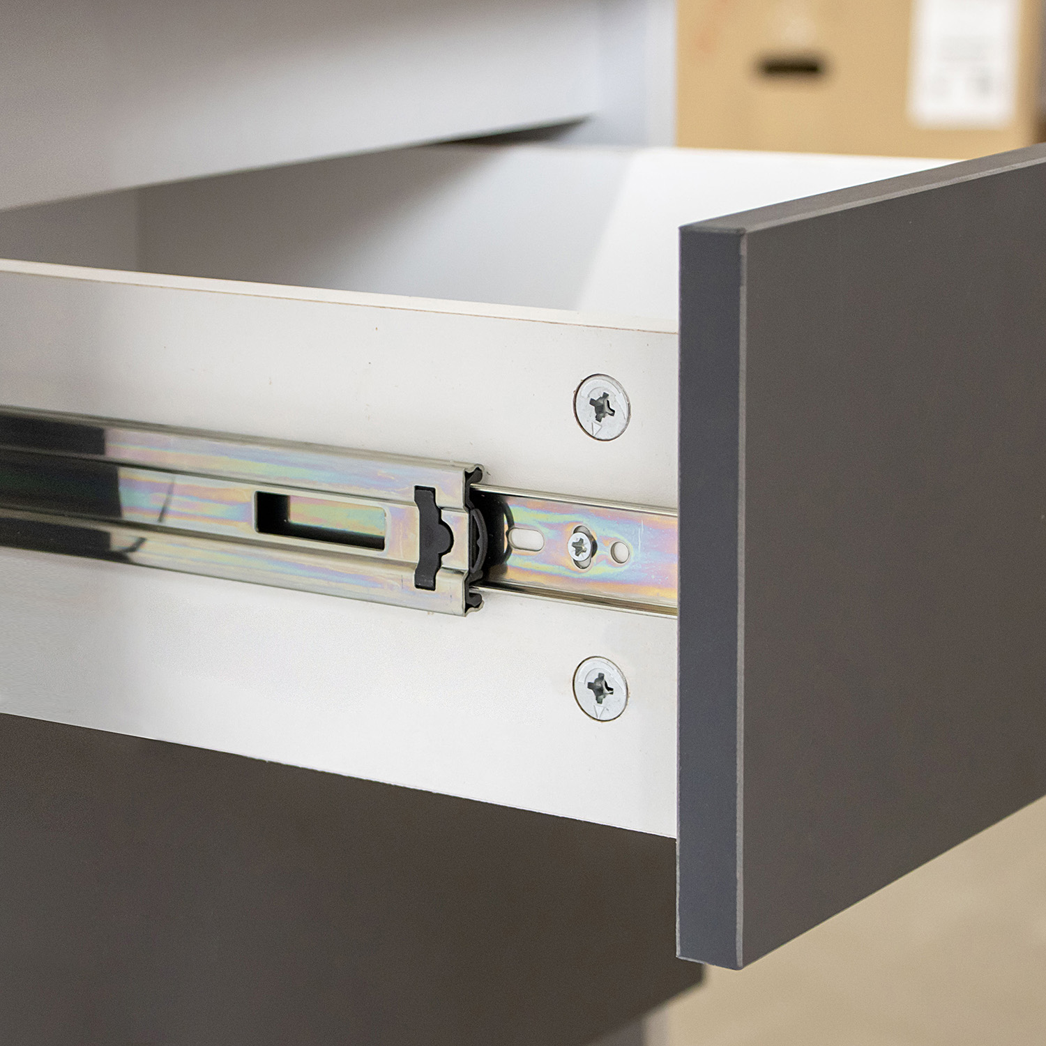 Шкаф напольный 600х850х600 мм BROZEX-WOOD Серый лед, с двумя ящиками, серый / графит