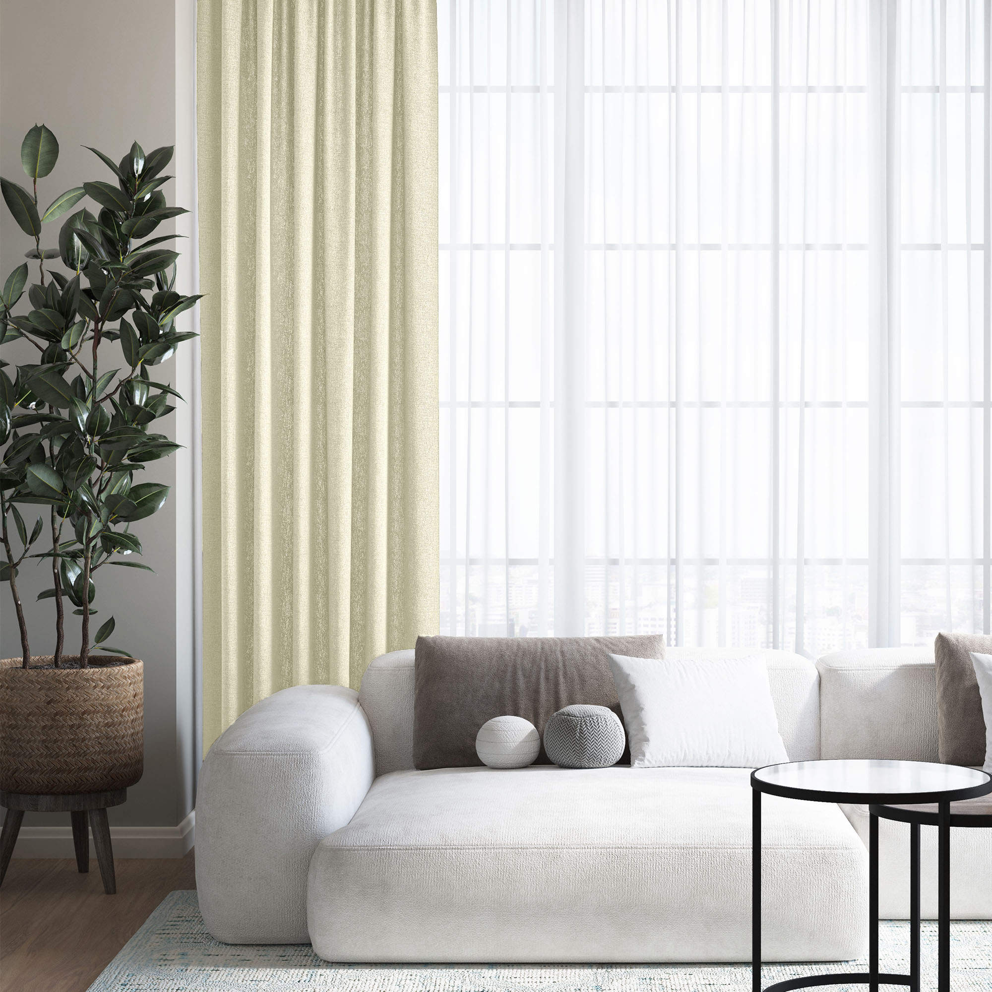 Штора светонепроницаемая рогожка 150*270см крем Волшебная ночь *1/4